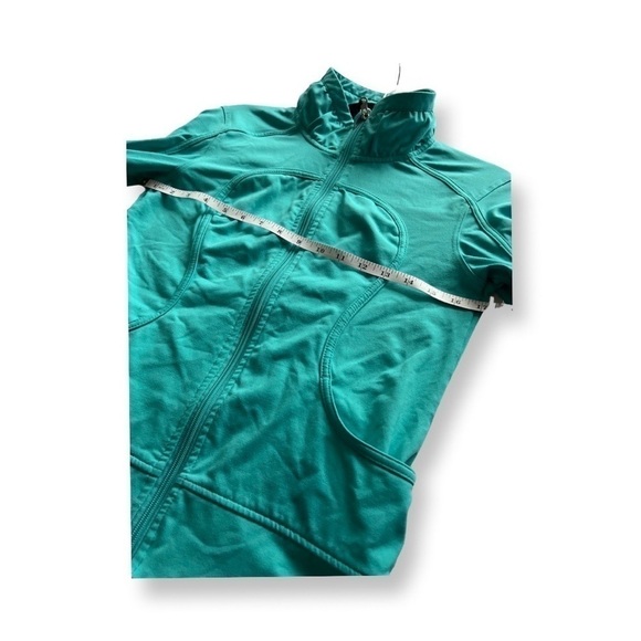 Lululemon Sweater Blue Teal High Neck Gathered Arms Pockets. - Picture 11 of 11